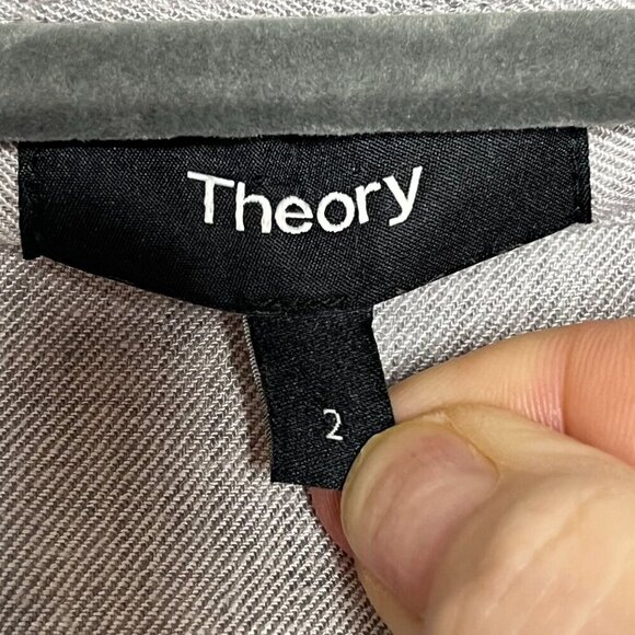 Theory Mayvine Tierra Wash Linen Button Up Shirt Dress Light Gray Size 2 - Picture 4 of 8
